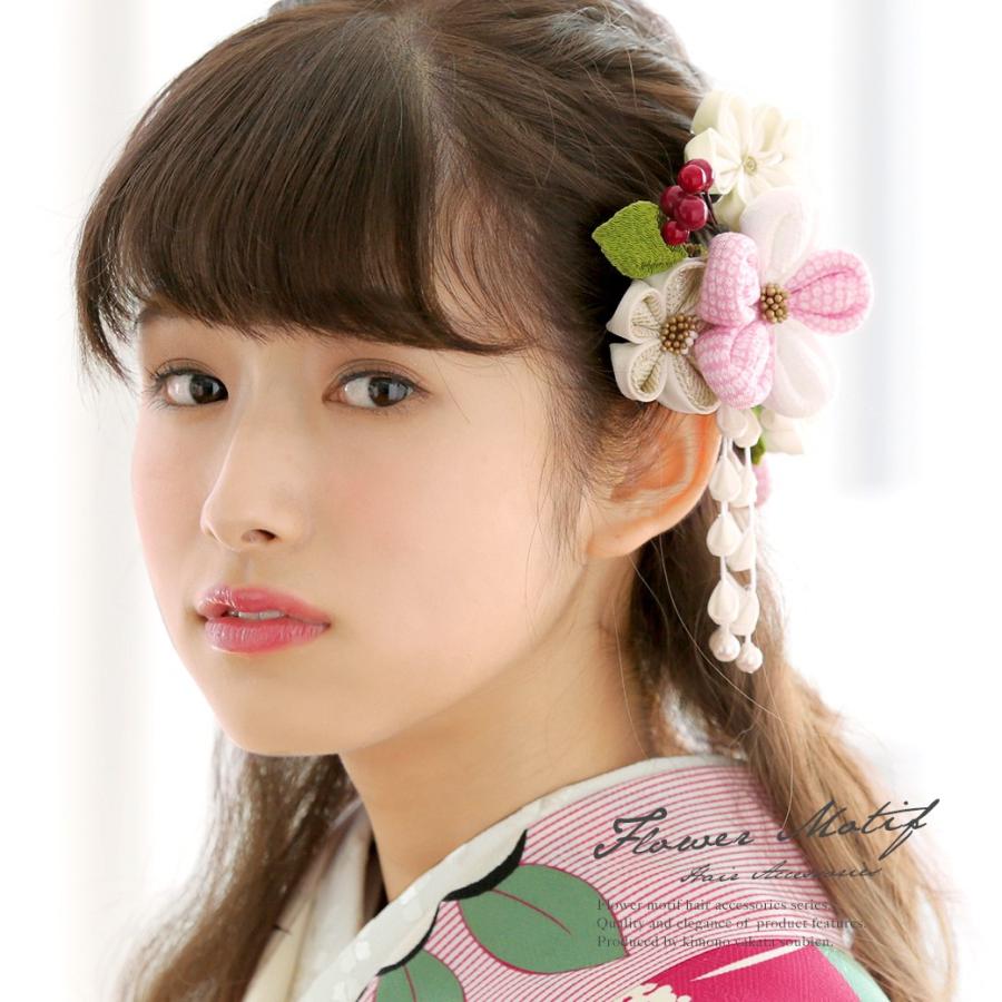 髪飾り つまみ細工 2点セット ピンク 白 桜 梅 花 鹿の子 縮緬 髪飾り つまみ細工 2点セット ピンク 白 桜 梅 花 鹿の子 縮緬