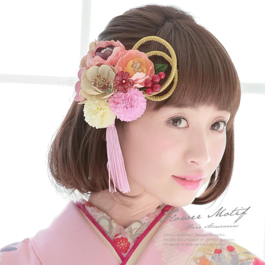 髪飾り 2点セット ピンク 白 菊 椿 花 水引 房紐 ラメ コサージュ 成人式 卒業式 振袖 袴 前撮り 髪留め ヘアアクセサリー 日本製 Kaz5304cm 3269 きもの館 創美苑 通販 Yahoo ショッピング