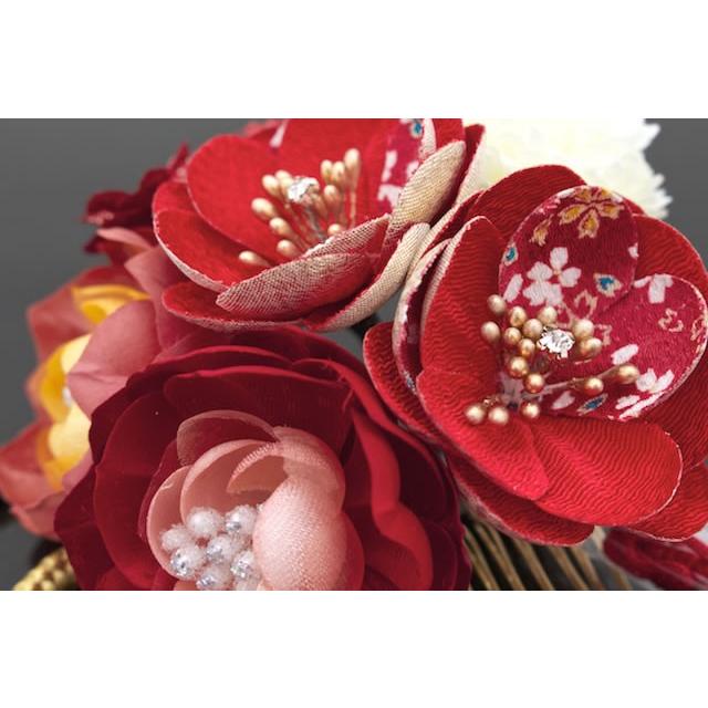 SOUBIEN（創美苑） 髪飾り 2点セット 赤 白 菊 椿 花 水引 房紐 ラメ