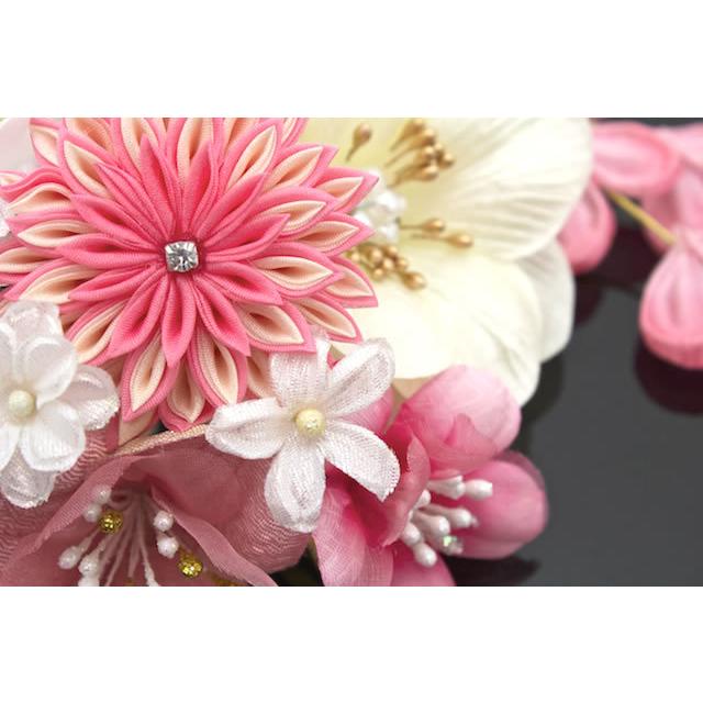 SOUBIEN（創美苑） 髪飾り 2点セット ピンク 白 花 つまみ細工 水引