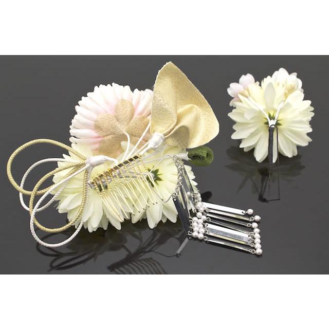 SOUBIEN（創美苑） 髪飾り 2点セット 白 クリームホワイト 桜 菊 花