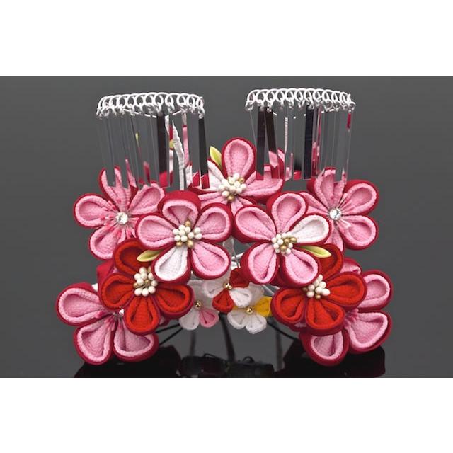 七五三 髪飾り 7歳 つまみ細工簪 3点セット ピンク 赤 梅 花 ラインストーン 女の子 勝山 かんざし ヘアアクセサリー 送料無料 Kaz5357t 3517 きもの館 創美苑 通販 Yahoo ショッピング