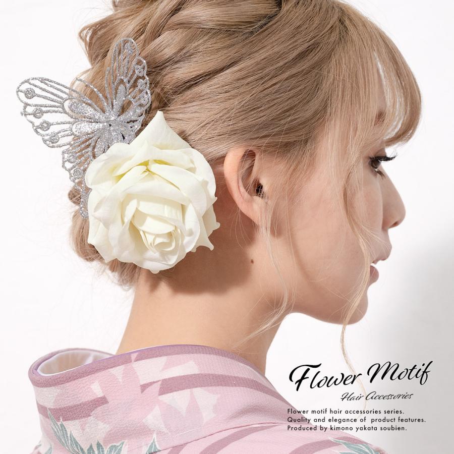 品質保証 髪飾り ヘアアクセサリー 花 セット(2つ) シルバー 白 ゴールド