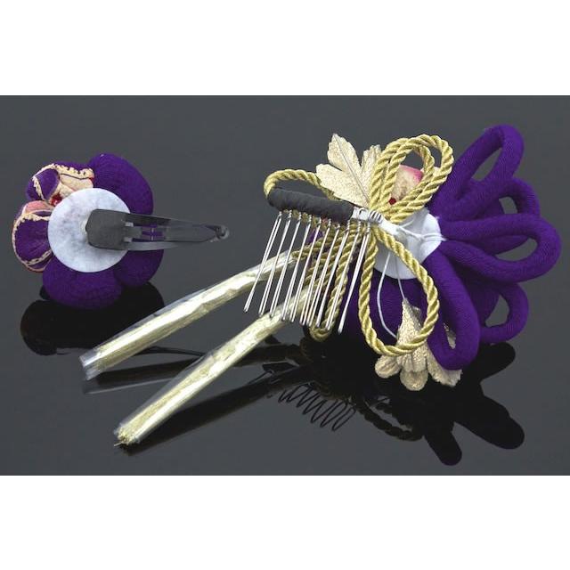 SOUBIEN（創美苑） 髪飾り 2点セット 青紫 パープル ぽってり 花 房