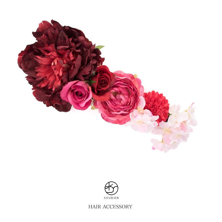 髪飾り 赤 レッド ピンク 芍薬 牡丹 薔薇 バラ 花 フラワー ワイヤー入り コーム 髪留め 成人式向け 卒業式向け 振袖向け 袴向け ヘアアクセサリー Kaz5691t 3299 きもの館 創美苑 通販 Yahoo ショッピング