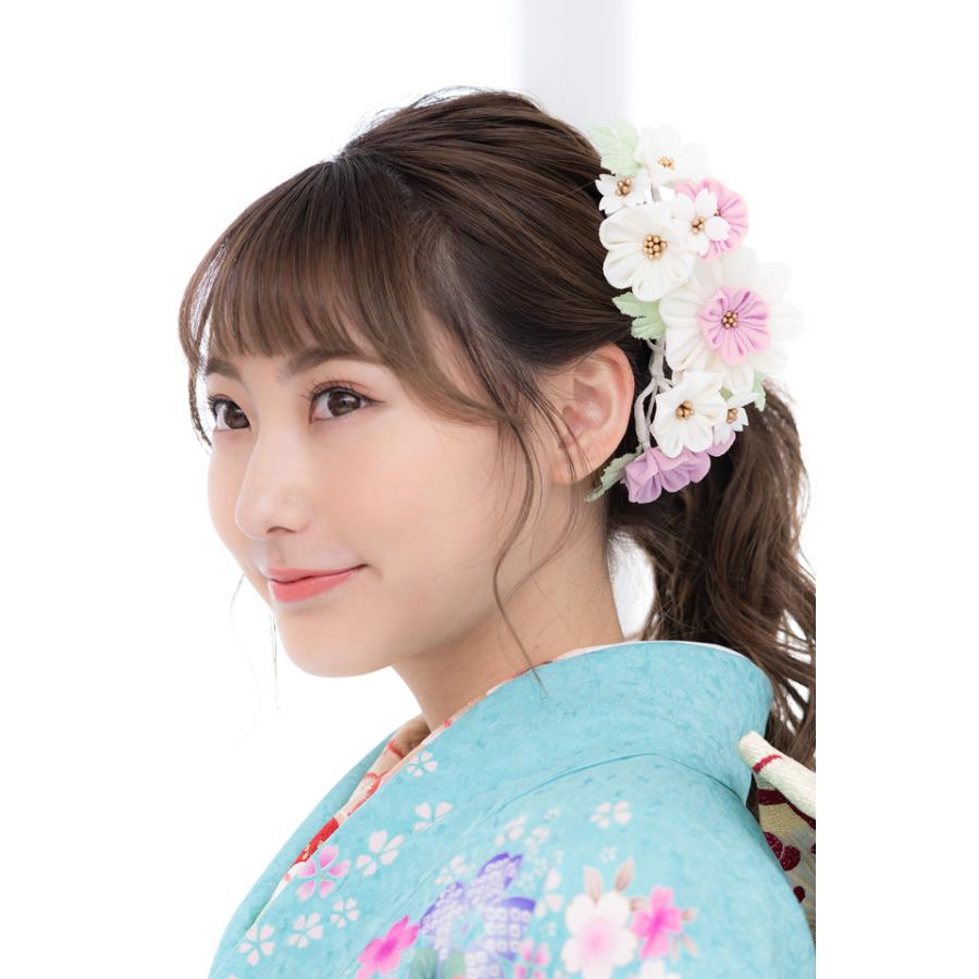 SOUBIEN（創美苑） 髪飾り つまみ細工 薄紫色 パープル 白 ホワイト 桜