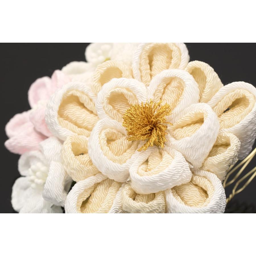 SOUBIEN（創美苑） 髪飾り つまみ細工 2点セット 白 ホワイト ライト