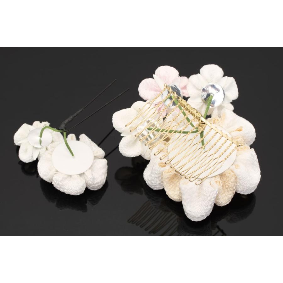 SOUBIEN（創美苑） 髪飾り つまみ細工 2点セット 白 ホワイト ライト