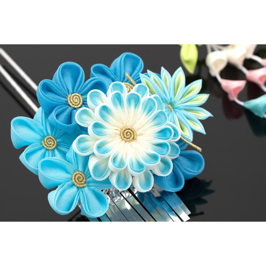 簪 かんざし 2点セット 水色 スカイブルー 梅 菊 花 藤下がり 簪 かんざし 2点セット 水色 スカイブルー 梅 菊 花 藤下がり