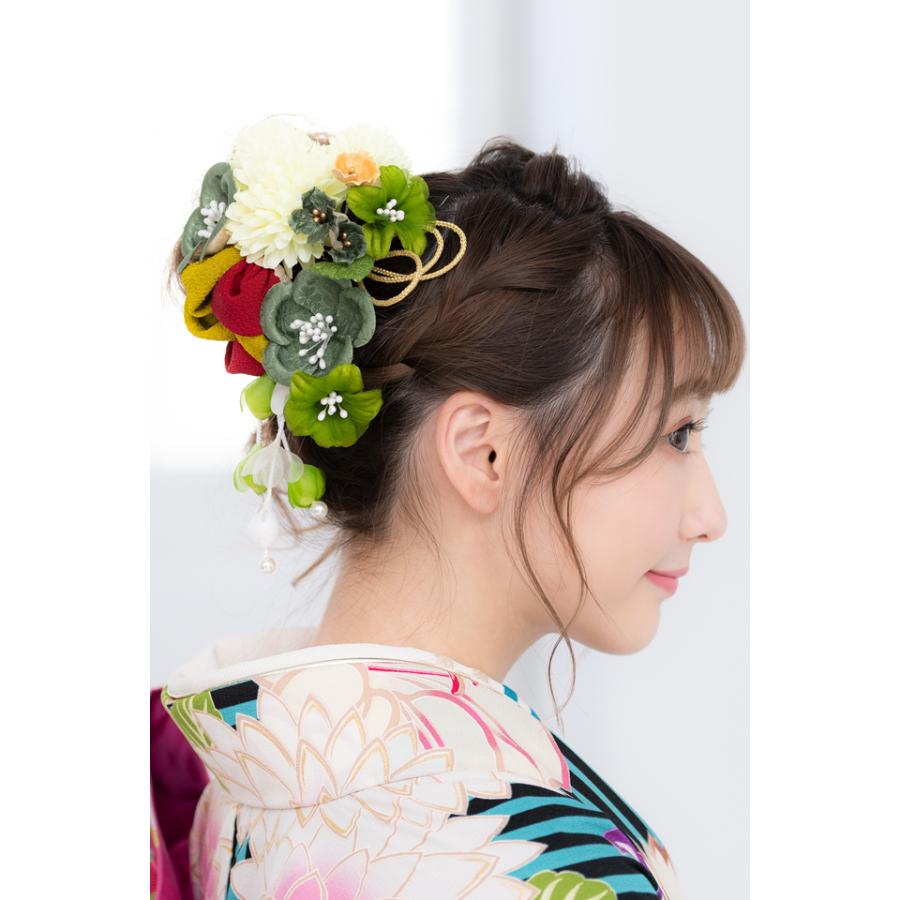 髪飾り 2点セット 黄緑色 グリーン 白 赤 椿 ピンポンマム 花 つまみ細工 ぶら飾り コーム 成人式向け 卒業式向け 振袖向け 袴向け ヘアアクセ 日本製 Kaz6006cm 3312 きもの館 創美苑 通販 Yahoo ショッピング