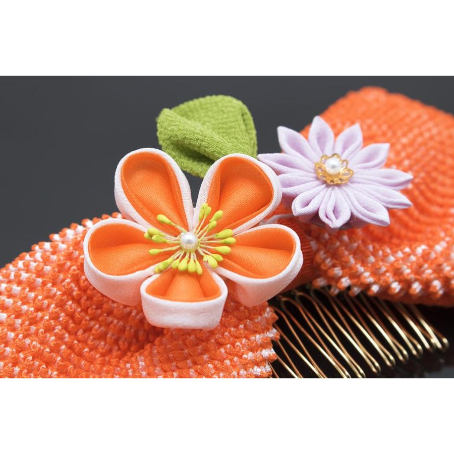 SOUBIEN（創美苑） 髪飾り 卒業式 リボン 橙色 オレンジ 梅 剣菊 花