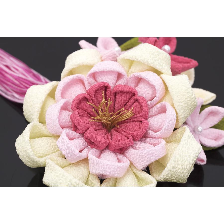 髪飾り つまみ細工 3点セット ピンク系 白 オフホワイト 菊 桜 髪飾り つまみ細工 3点セット ピンク系 白 オフホワイト 菊 桜