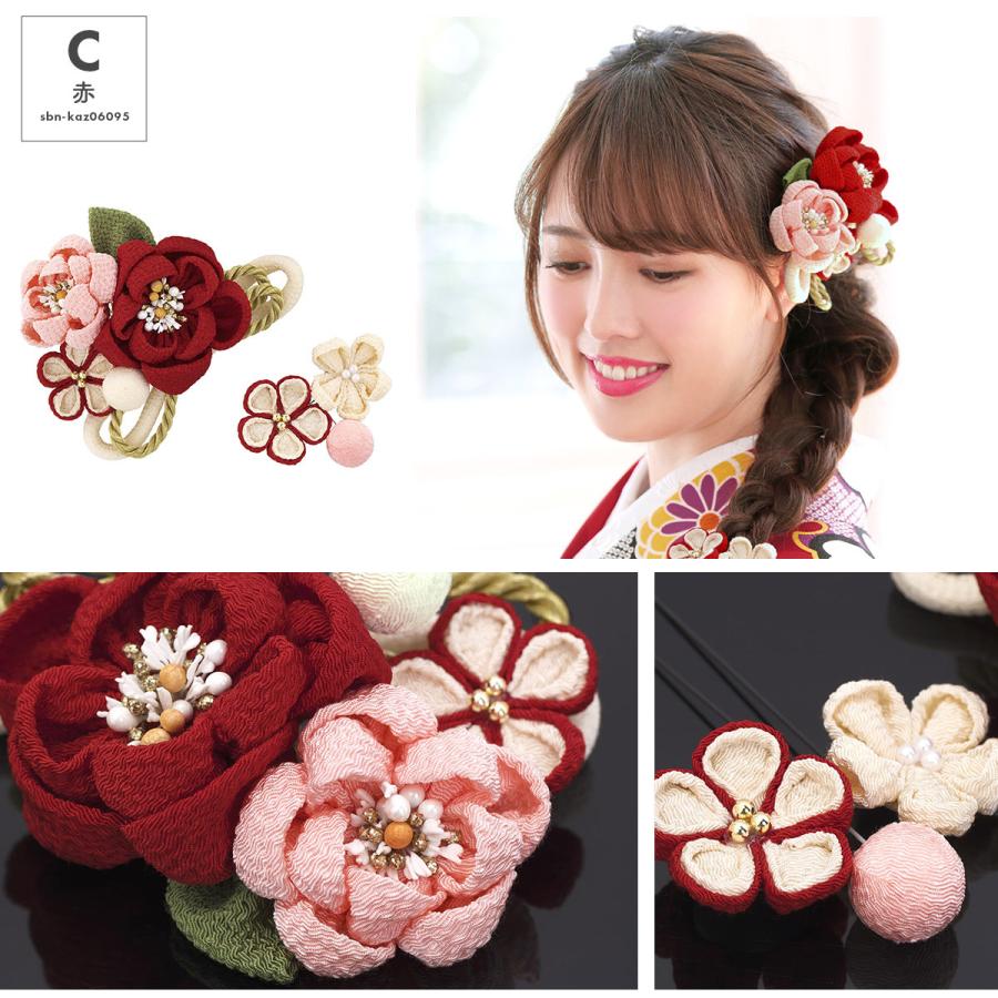 ちりめん細工　お花とまりの下げ飾り(赤)　2セット　ぼん ちりめん細工 お花とまりの下げ飾り(赤) 2セット ぼん様専用