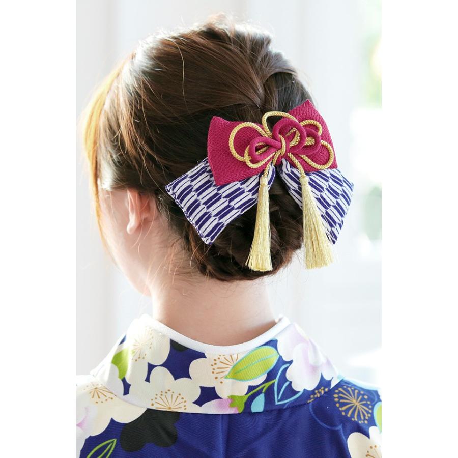 SOUBIEN（創美苑） 髪飾り リボン 卒業式 和装 ピンクマゼンタ 紫 白