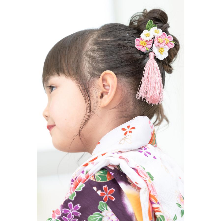 SOUBIEN（創美苑） 七五三 髪飾り 3歳 7歳 つまみ細工 ピンク 白 梅 花