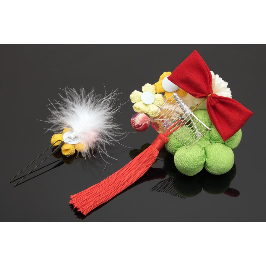 SOUBIEN（創美苑） 髪飾り 2点セット 緑系 グリーン 梅 ピンポンマム