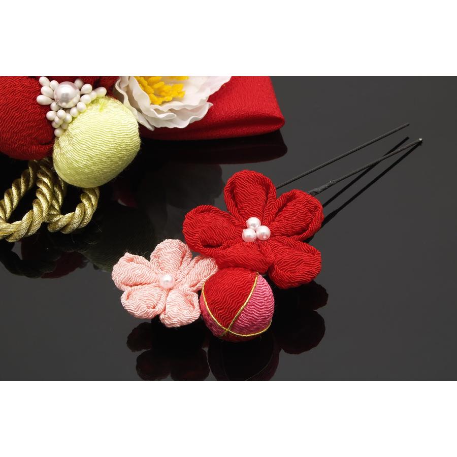 髪飾り 2点セット 赤系 レッド ピンク 桜 梅 花 和柄 組紐 玉 髪飾り 2点セット 赤系 レッド ピンク 桜 梅 花 和柄 組紐 玉