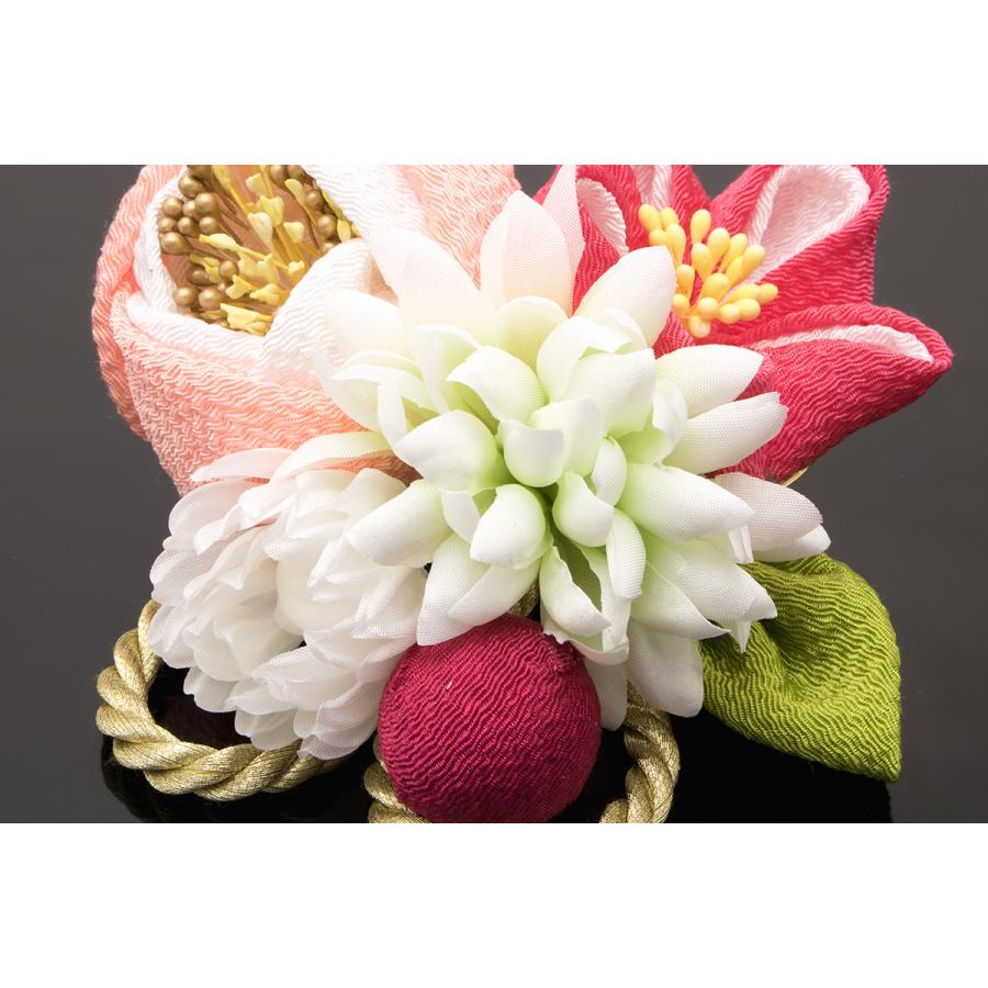 SOUBIEN（創美苑） 髪飾り 2点セット ピンク系 白 椿 ピンポンマム 花