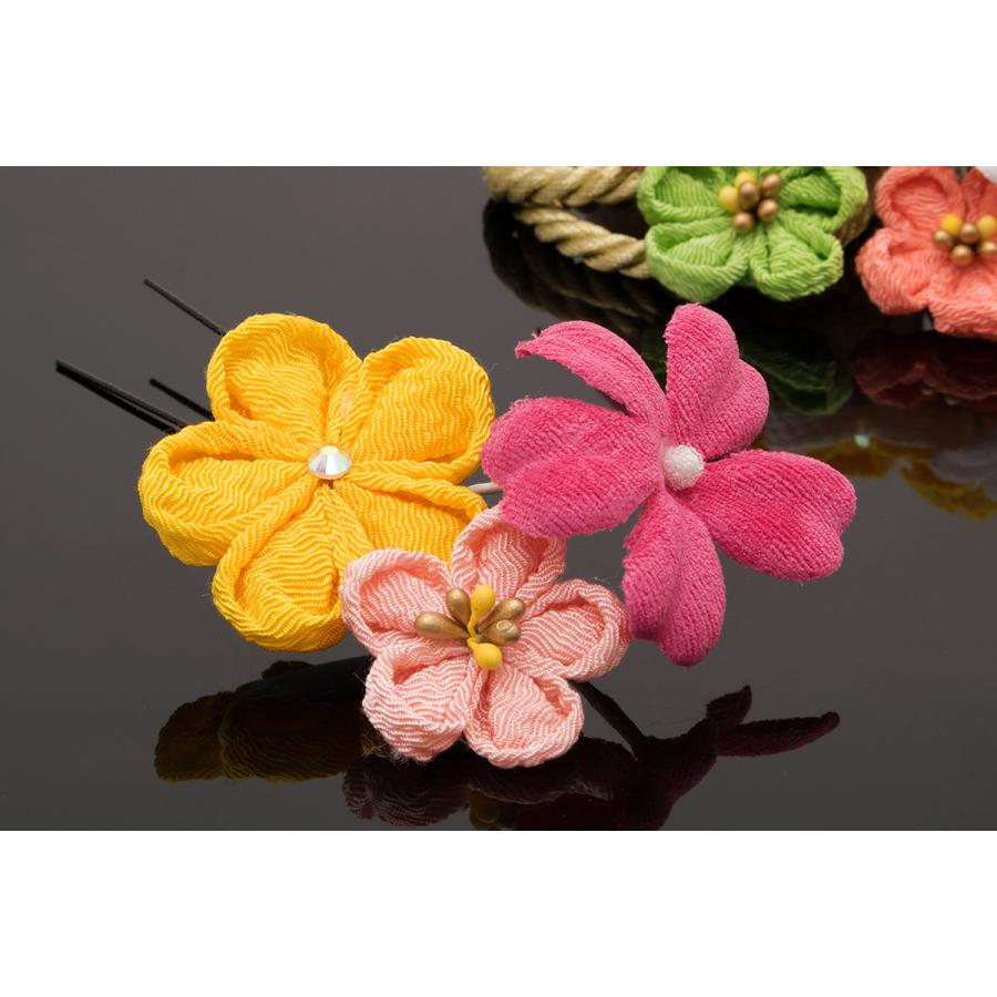 SOUBIEN（創美苑） 髪飾り 2点セット 黄色 イエロー ピンク 梅 菊 花