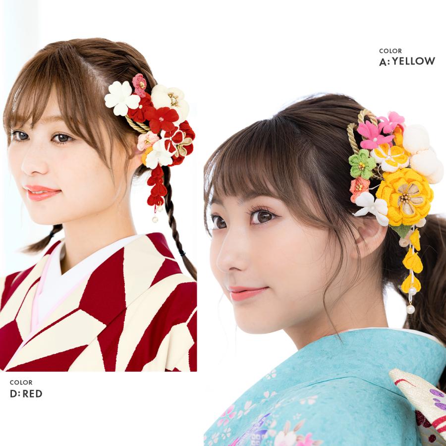 髪飾り 2点セット 赤 レッド アイボリー 梅 菊 花 縮緬 ちりめん 髪飾り 2点セット 赤 レッド アイボリー 梅 菊 花 縮緬 ちりめん