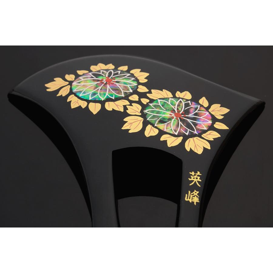 かんざし 留袖 バチ型 簪 黒 ブラック 菊 花 貝殻 螺鈿 らでん レトロ  