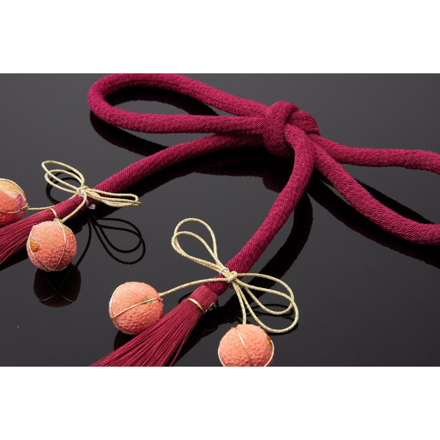 SOUBIEN（創美苑） 髪飾り ピンク 玉飾り 無地 縮緬 丸ぐけ 紐長め 房