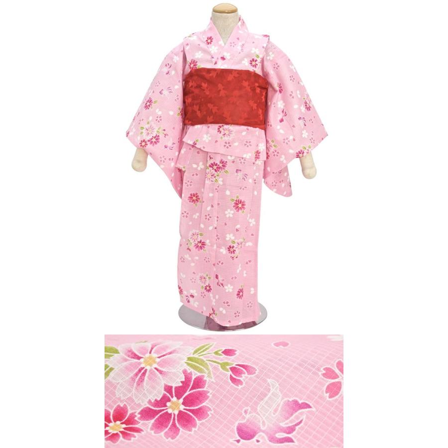 浴衣 子供 女の子 キッズ浴衣 ピンク 金魚 桜 花柄 綿 紅梅織 夏祭り 花火大会 単品 女児 ガールズ 子供ゆかた 仕立て上がり 100cm 110cm Kdg19y E2 きもの館 創美苑 通販 Yahoo ショッピング