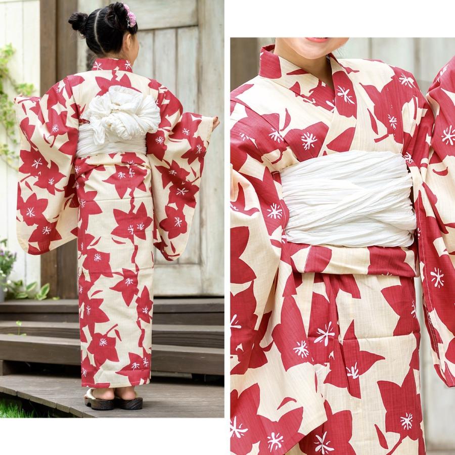 浴衣 子供 セット 女の子 キッズ 女児 クリーム 赤 レッド 白 桔梗 花 モダン 綿 変わり織り モイカ 夏 100cm 110cm 1cm 130cm 送料無料 Kyset K1 Ykg0110ad きもの館 創美苑 通販 Yahoo ショッピング