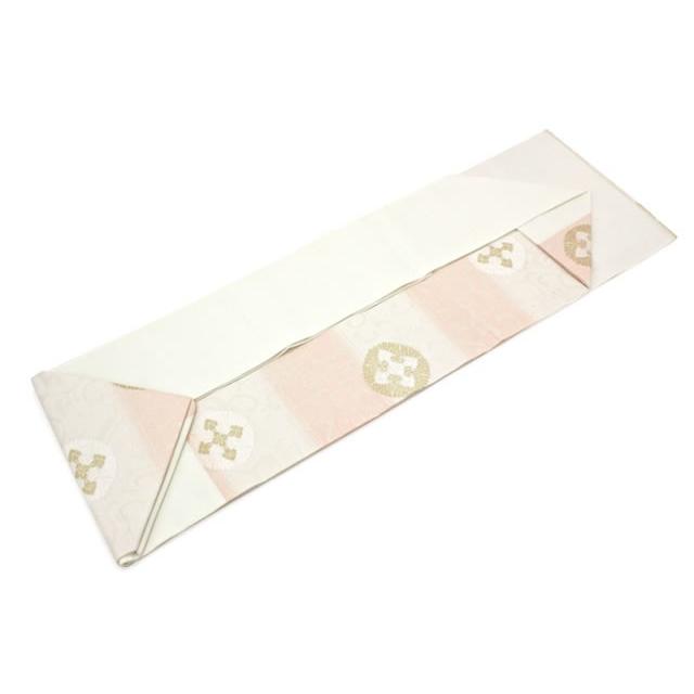 SOUBIEN（創美苑） 名古屋帯 佐々木染織 京都西陣 桃色 ピンク 白 金