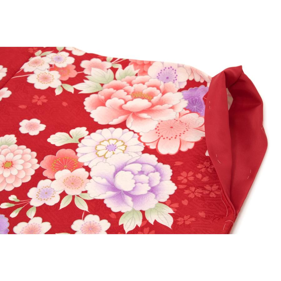 二尺袖着物 単品 二尺袖 袴 袴用二尺袖着物 赤 レッド ピンク 牡丹 桜 
