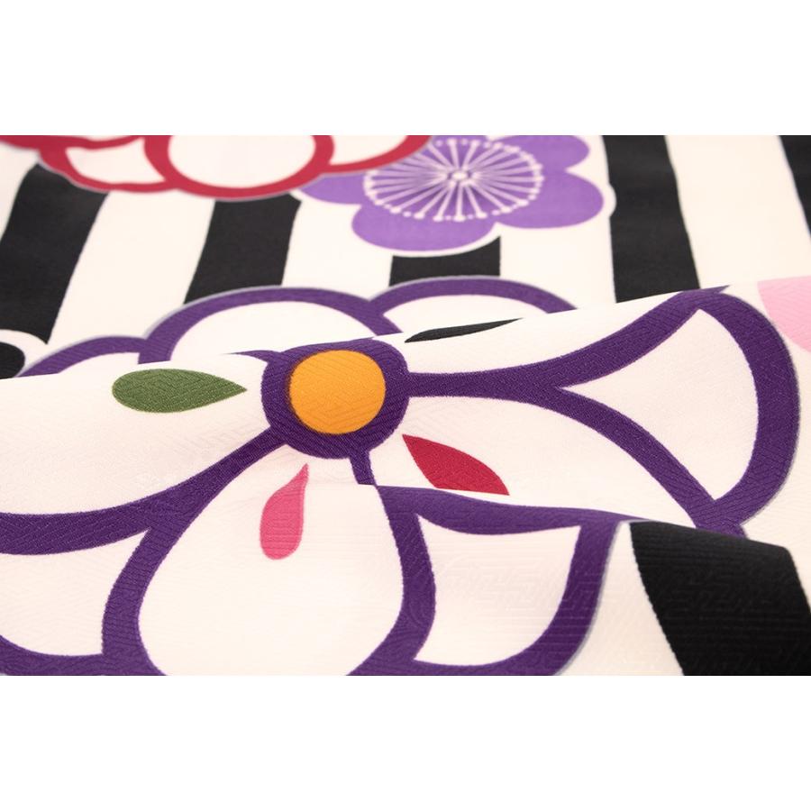 SOUBIEN（創美苑） 袴用二尺袖着物 黒系 ブラック 白 カラフル 梅 花