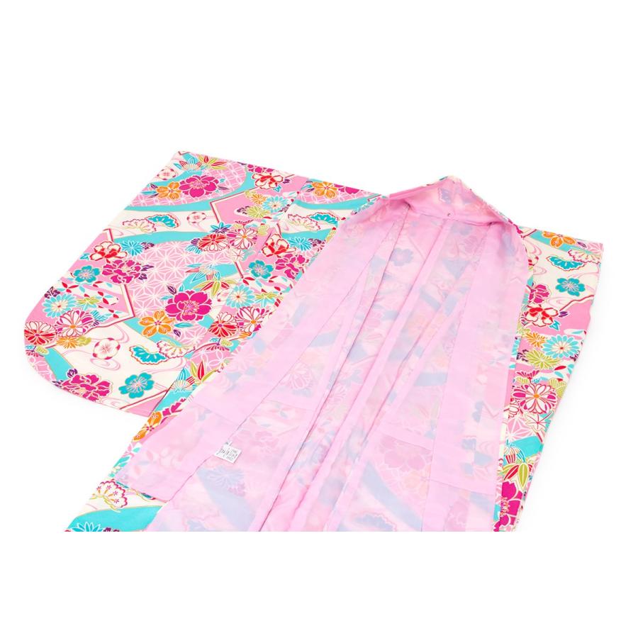 SOUBIEN（創美苑） 袴用二尺袖着物 ピンク 水色 牡丹 菊 桜 梅 花 七宝