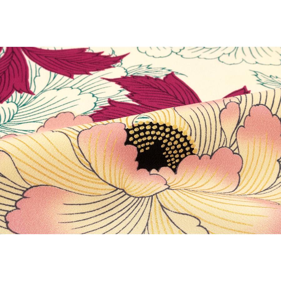 二尺袖着物 卒業式 袴 レディース クリーム ピンク 牡丹 ボタン 花 フラワー ラメ 縮緬 ちりめん アートモダン 芸艸堂（うんそうどう） UNSOUDO 小振袖 謝恩会 女性 仕立て上がり 日本製 SOUBIEN（創美苑） 二尺袖着物 卒業式 袴 レディース クリーム ピンク