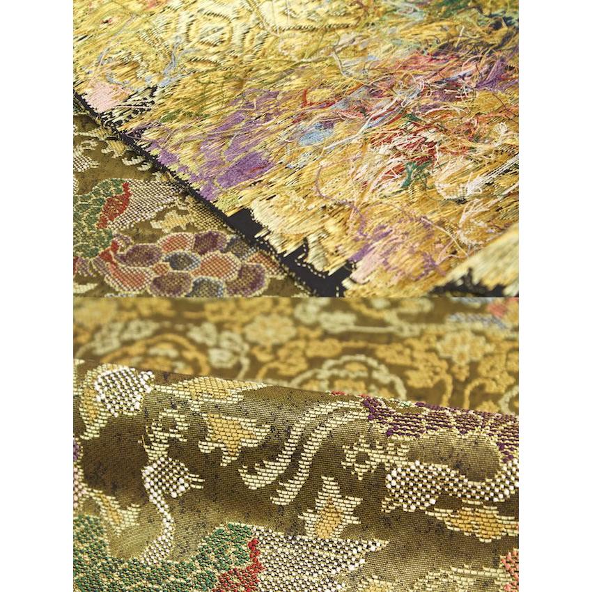 袋帯 西陣 橋本織物 縦柄墨流し模様 オーロラ箔 金色 O-3475 橋本テル織物】 特選西陣袋帯 仕 中古美品 「豊潤」 色彩溢れる富貴な