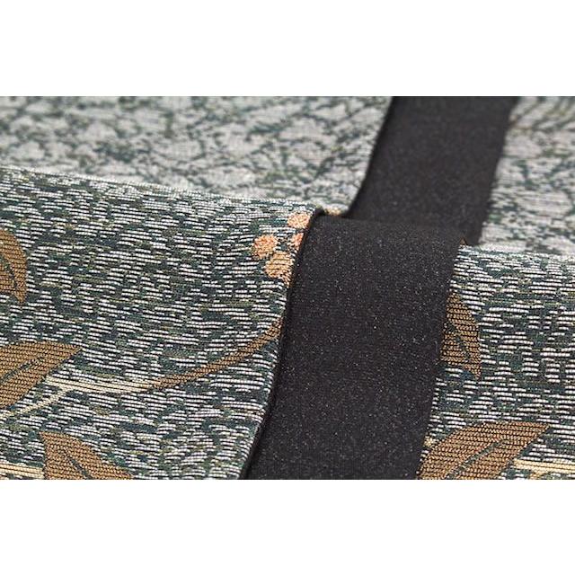 未仕立て】袋帯 京都西陣織物 灰色 グレー 波目文様 葦 全通柄 酒井守