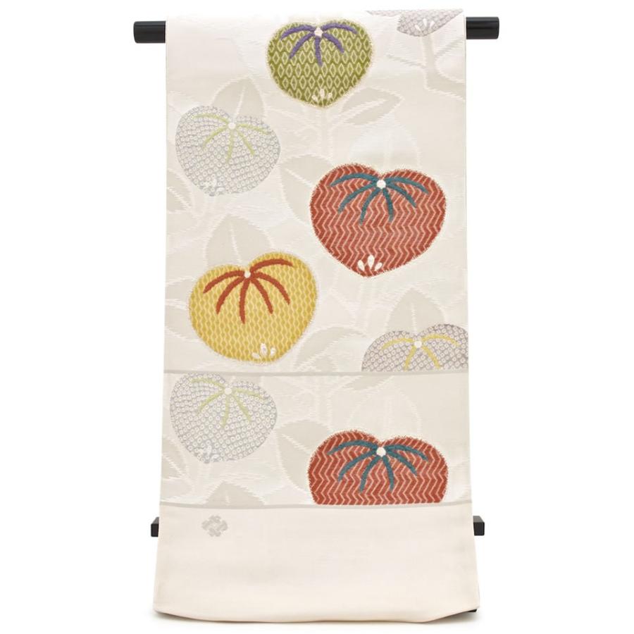 美品 唐織り 菊づくし 袋帯 黒 グレー 279（老舗ふくい織物謹製袋帯  