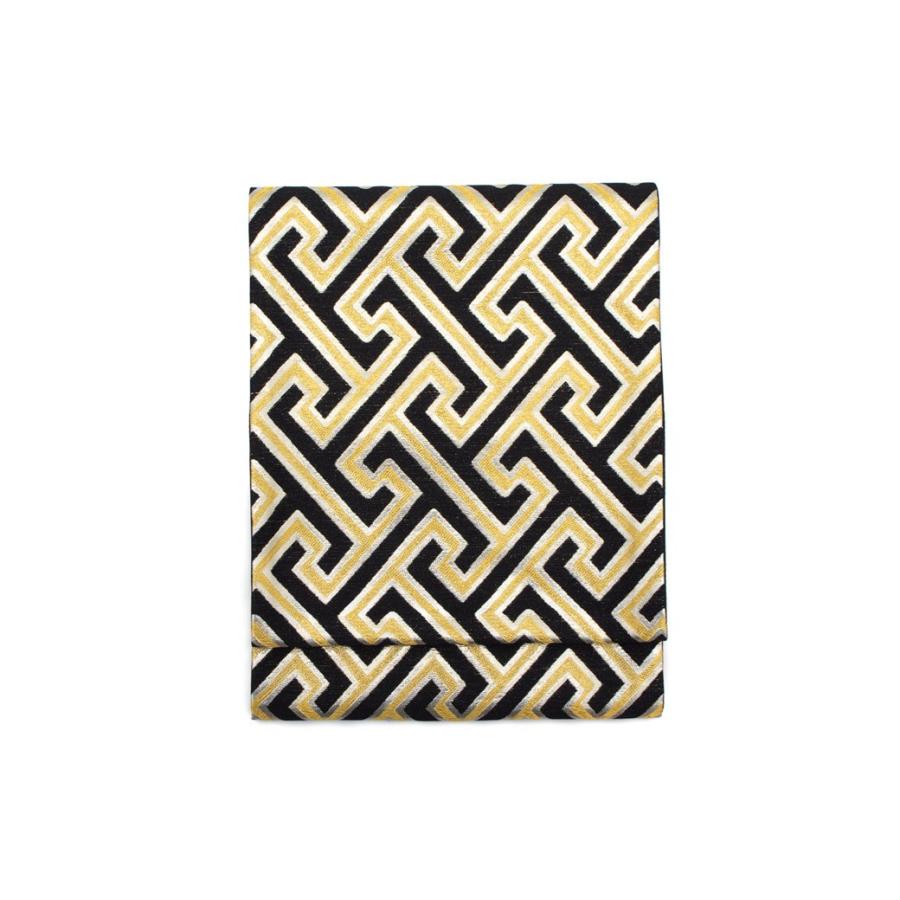 未仕立て】袋帯 振袖用 黒 ブラック 金色 ゴールド 紗綾型 京都西陣織