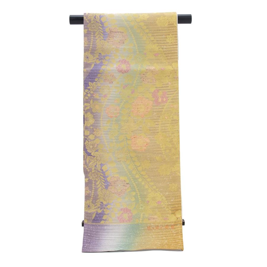 未仕立て】袋帯 振袖用 金色 ゴールド 紫色 グラデーション 花唐草  