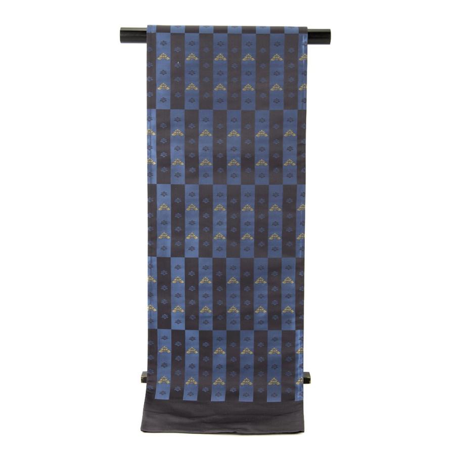 未仕立て】袋帯 長谷川 遊志庵 濃紫 ダークパープル 濃青色 ネイビー