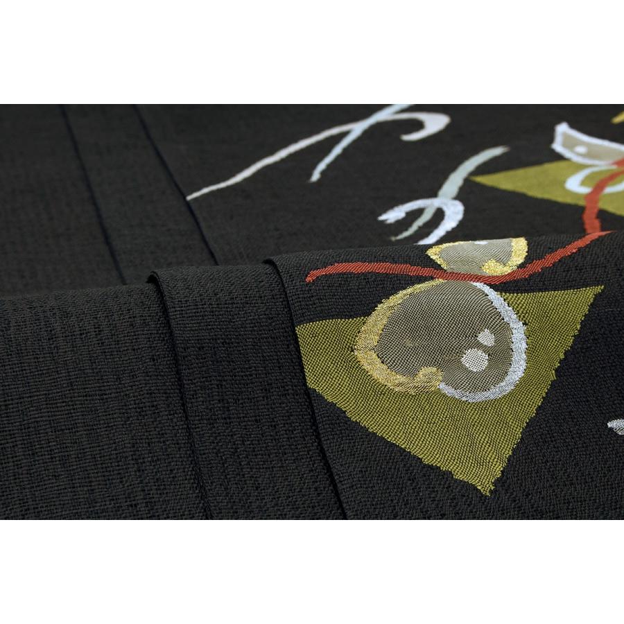 【未仕立て】袋帯 黒 ブラック 流水 瓢箪 綴織 正絹 お太鼓柄 フォーマル カジュアル 夏向き 未仕立て】袋帯 黒 ブラック 流水 瓢箪 綴織 正絹 お太鼓柄 フォーマル