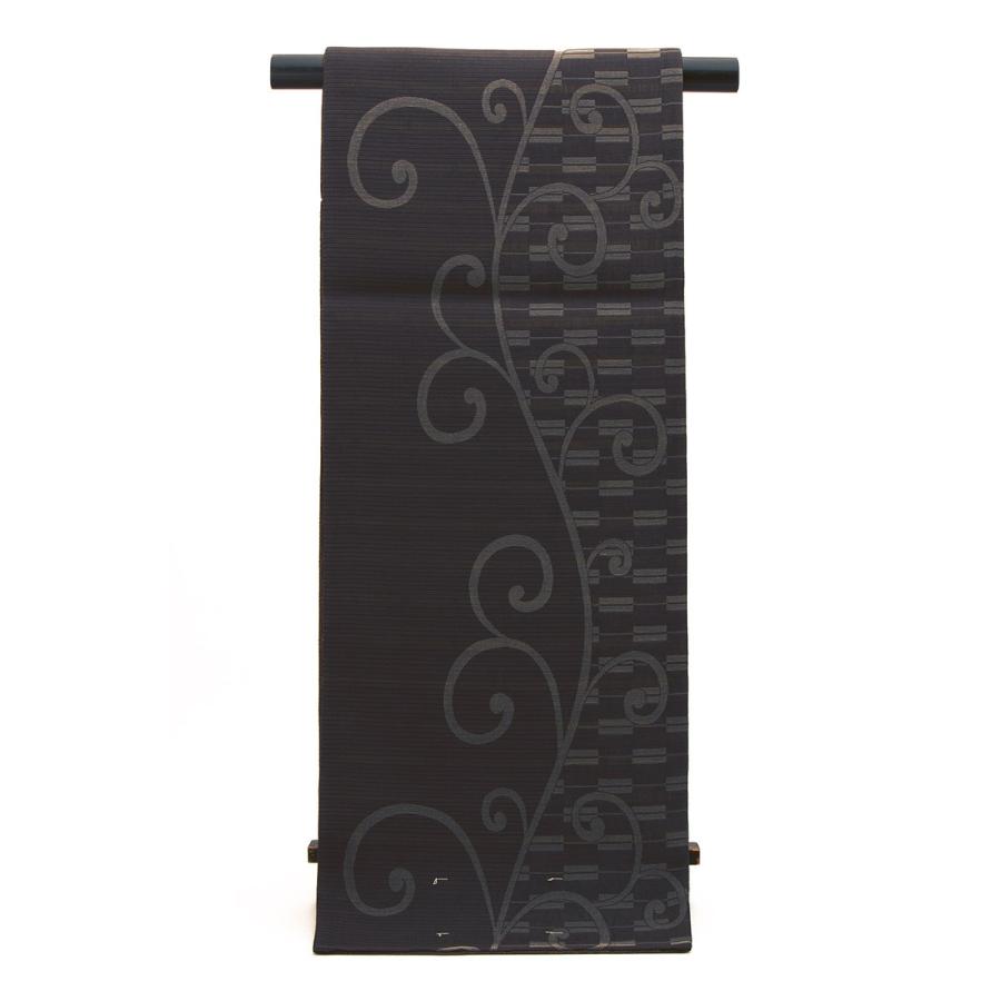 【未仕立て】袋帯 弥栄織物 黒茶色 ダークブラウン 黄色 縞 格子 正絹 京都西陣織 有楽 279 六通柄 夏向き 単衣向き 軽め フォーマル カジュアル 日本製 未仕立て】袋帯 弥栄織物 黒茶色 ダークブラウン 黄色 縞 格子 正絹