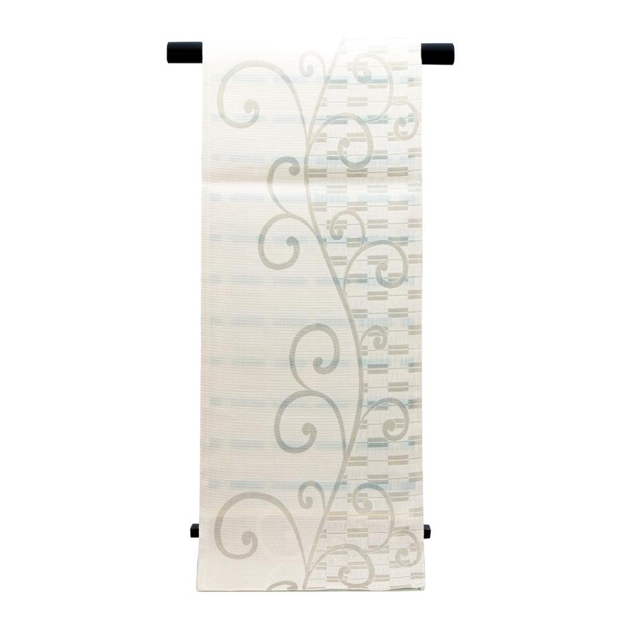 【未仕立て】袋帯 弥栄織物 白系 アイボリー 緑色 格子 チェック 正絹 京都西陣織 有楽 279 六通柄 夏向き 単衣向き 軽め フォーマル カジュアル 日本製 未仕立て】袋帯 弥栄織物 白系 アイボリー 緑色 格子 チェック 正絹