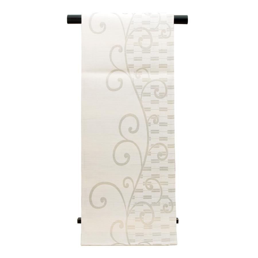 【未仕立て】袋帯 弥栄織物 生成り色 アイボリー 薄紫色 縞 格子 正絹 京都西陣織 有楽 279 六通柄 夏向き 単衣向き 軽め フォーマル カジュアル 日本製 未仕立て】袋帯 弥栄織物 生成り色 アイボリー 薄紫色 縞 格子 正絹