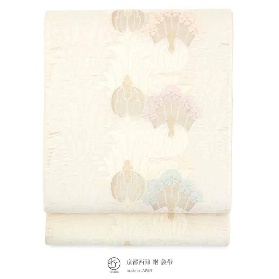 未仕立て 袋帯 姫野織物 生成り オフホワイト アザミ 花 絽 京都西陣織 555 六通柄 夏向き フォーマルカジュアル 日本製 送料無料 Pymr Go Th