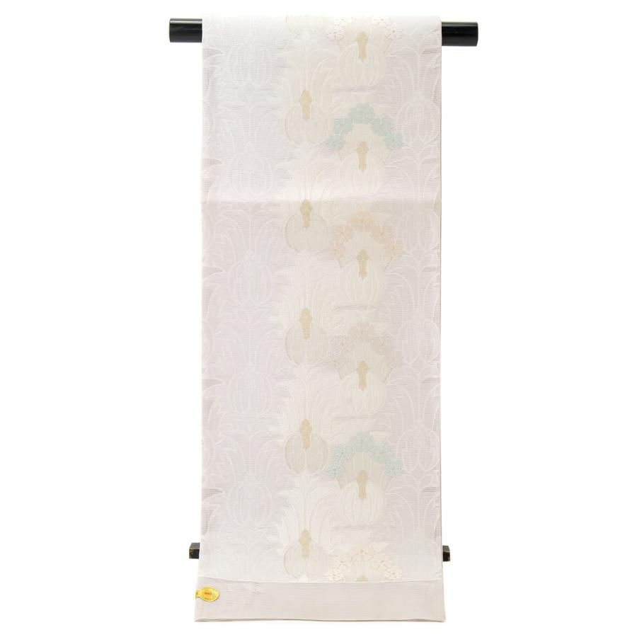 未仕立て】袋帯 姫野織物 ピンク系 ライトピンク アザミ 花 絽 京都