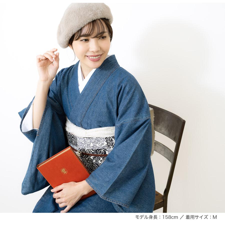 ふりふ デニム着物 洗える コットン ブルー デニム着物 新ブルー 新インディゴ 着物 洗える着物 レディース