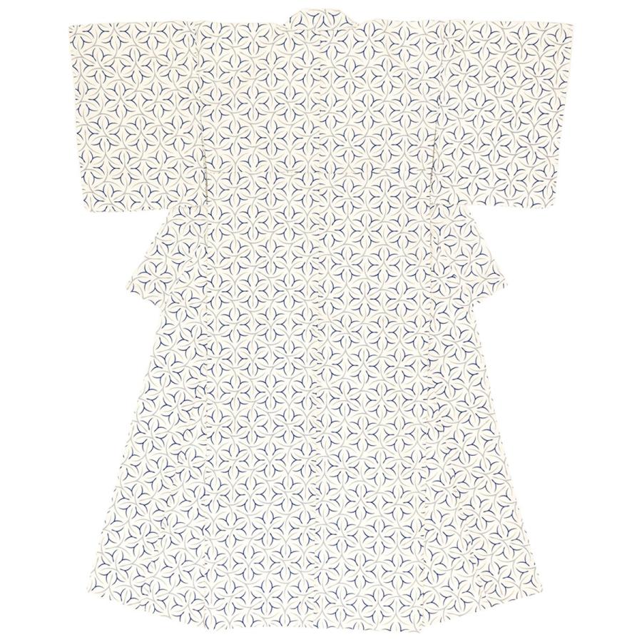 着物 袷 プレタ着物 白系 ホワイト 青 グレー 花 フラワー 京染め 小紋 カジュアル 仕立て上がり 和装 レディース 女性用 Mサイズ Lサイズ【送料無料】 プレタ着物 袷 白系 ホワイト 青 グレー 花 フラワー 京染め 小紋