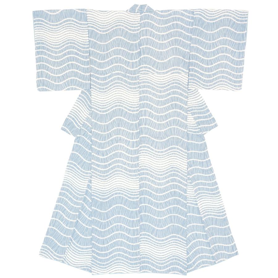 着物 袷 プレタ着物 青系 ブルー 波 絞り調 京染め 小紋 カジュアル 仕立て上がり 和装 レディース 女性用 Mサイズ Lサイズ【送料無料】 プレタ着物 袷 青系 ブルー 波 絞り調 京染め 小紋 カジュアル 仕立て