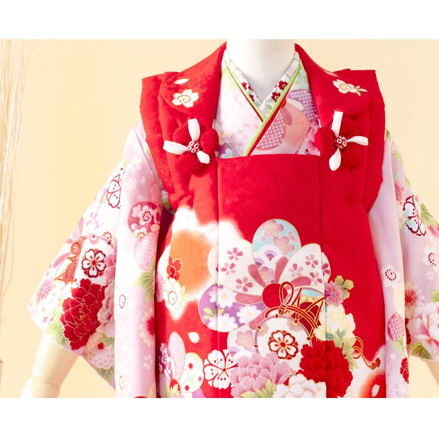 七五三 着物セット 赤 白 ピンク 楽天市場】七五三 着物 3歳 女の子 被布 セット 鞠 赤 ピンク 白