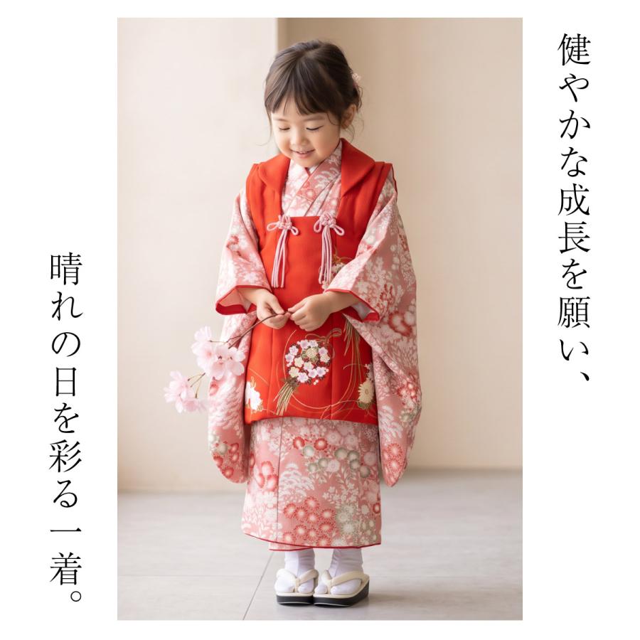 七五三 　3歳　着物フルセット 赤 付属品付き SOUBIEN（創美苑） レンタル 七五三 女の子 3歳 着物 被布 フルセット